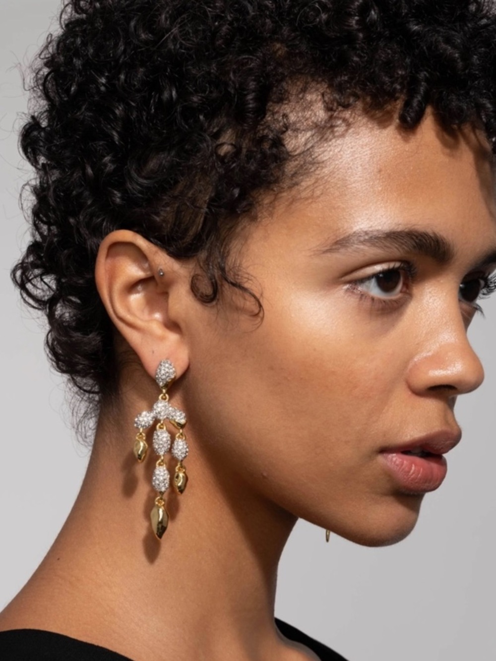 Alexis Bittar Solanales Crystal Pebble Chandelier Earrings